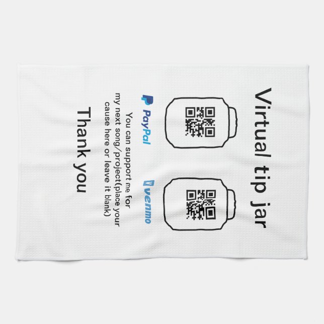 Virtuell spets burk q eller penningdonation PayPal Kökshandduk (Horisontell)