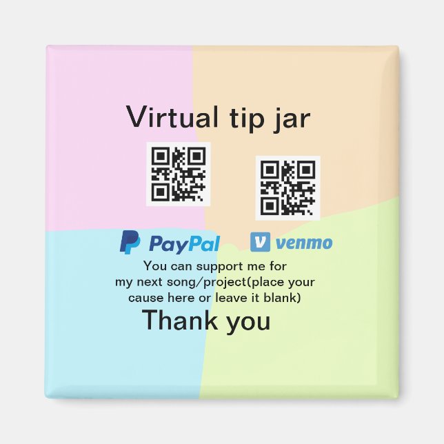 Virtuell spets burk q eller penningdonation PayPal Magnet (Framsidan)