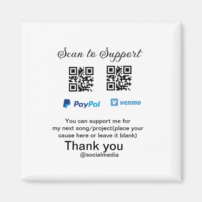 Virtuell spets burk q eller penningdonation PayPal Magnet (Framsidan)