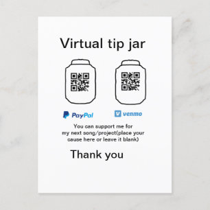Virtuell spets burk q eller penningdonation PayPal Meddelande Vykort