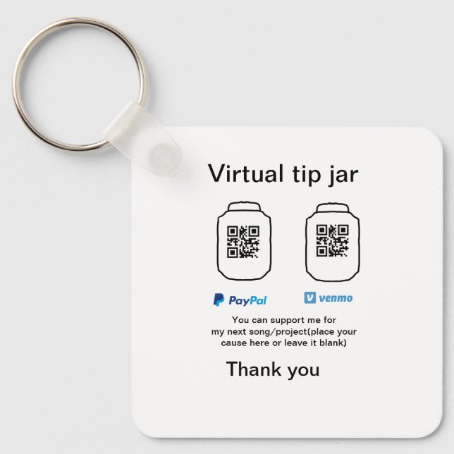 Virtuell spets burk q eller penningdonation PayPal Nyckelring (Framsida)