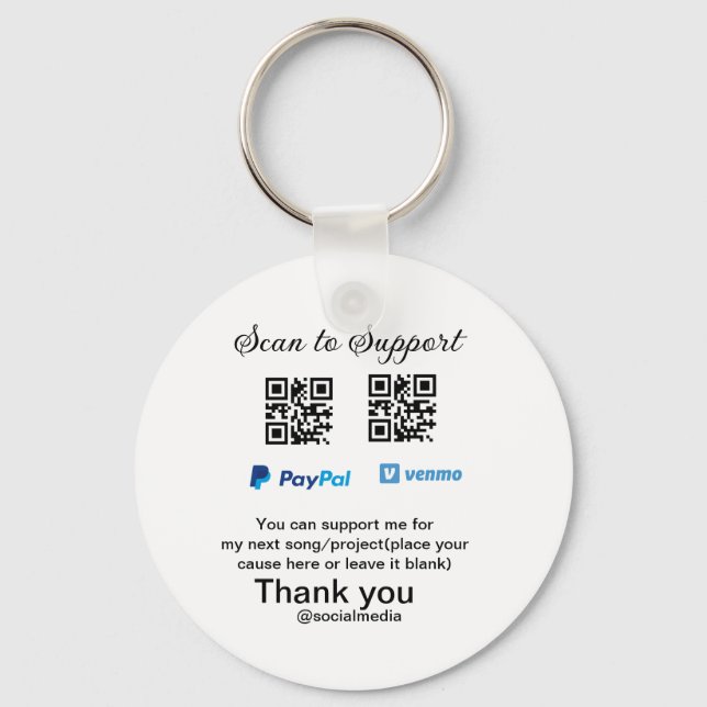 Virtuell spets burk q eller penningdonation PayPal Nyckelring (Framsida)