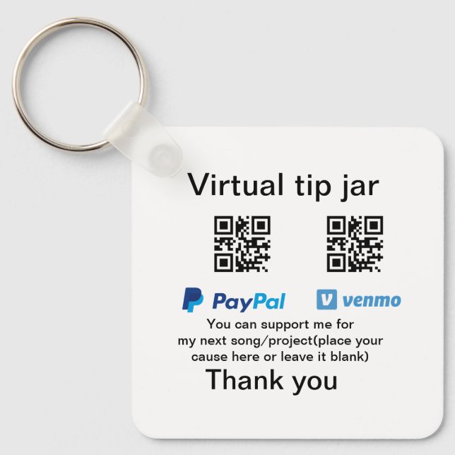 Virtuell spets burk q eller penningdonation PayPal Nyckelring (Framsida)