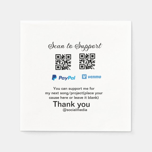 Virtuell spets burk q eller penningdonation PayPal Pappersservett (Framsidan)