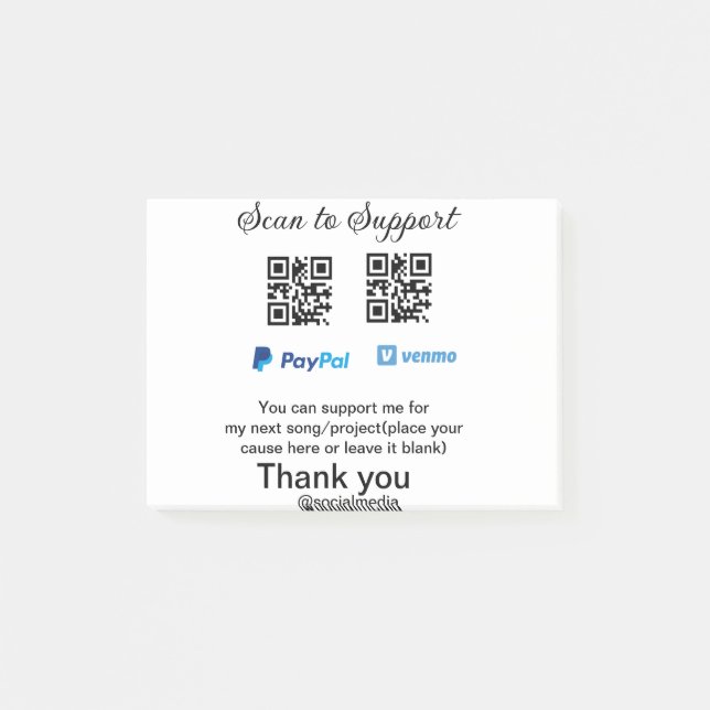 Virtuell spets burk q eller penningdonation PayPal Post-it Block (Framsida)