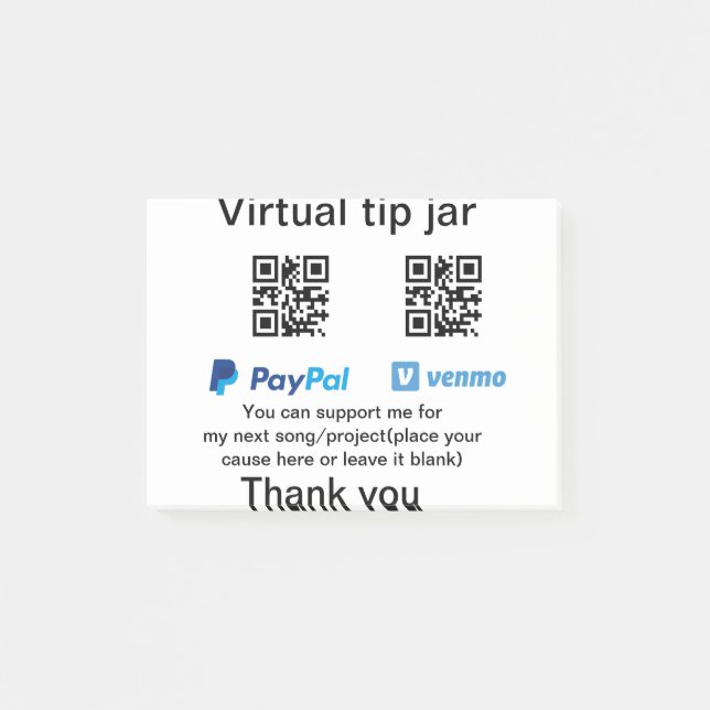 Virtuell spets burk q eller penningdonation PayPal Post-it Block (Framsida)