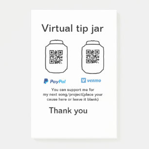 Virtuell spets burk q eller penningdonation PayPal Post-it Block