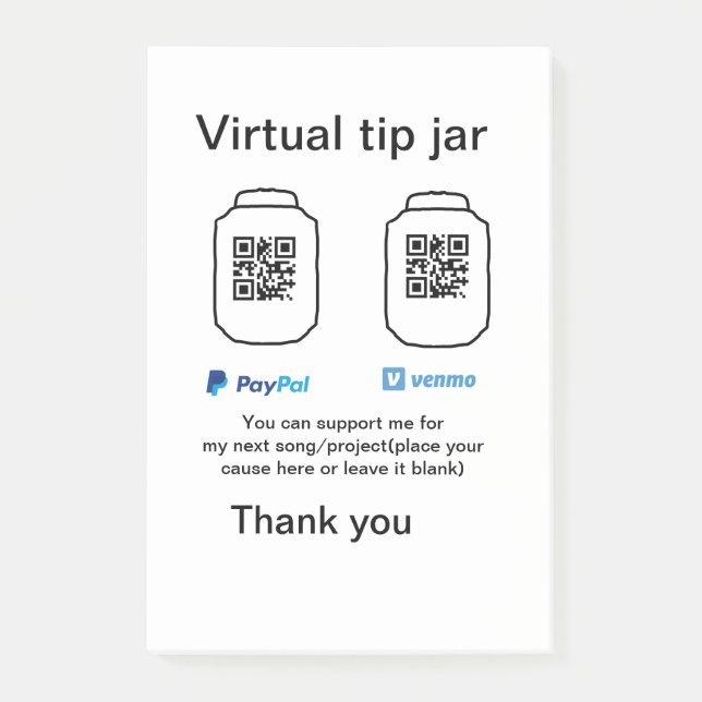 Virtuell spets burk q eller penningdonation PayPal Post-it Block (Framsida)