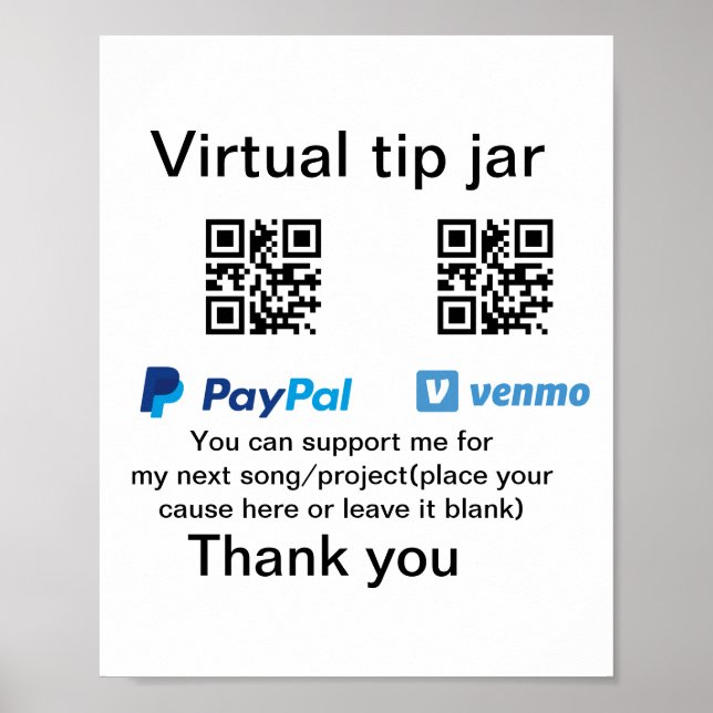 Virtuell spets burk q eller penningdonation PayPal Poster (Framsidan)