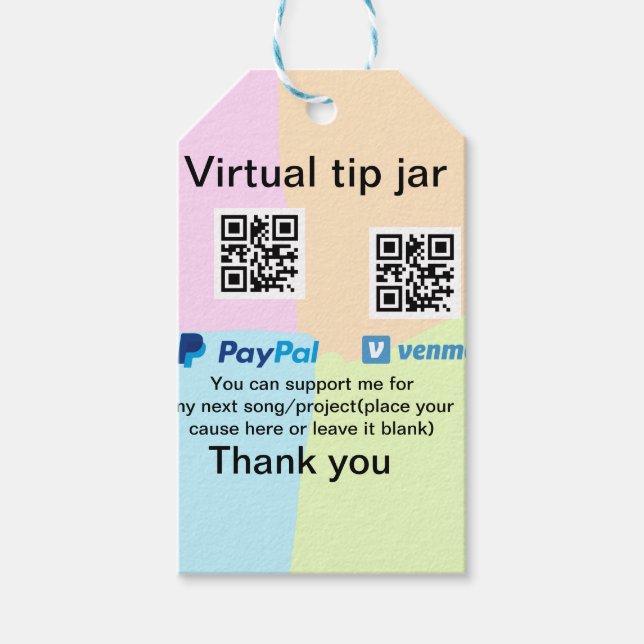 Virtuell spets burk q eller penningdonation PayPal Presentetikett (Framsidan)