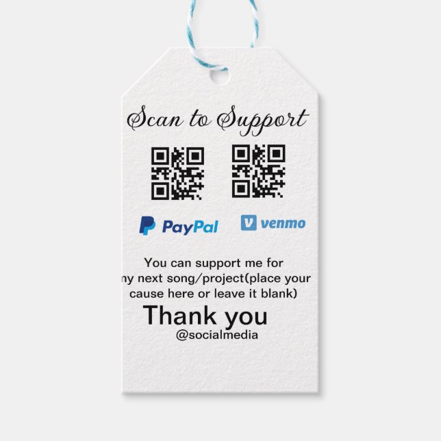 Virtuell spets burk q eller penningdonation PayPal Presentetikett (Framsidan)