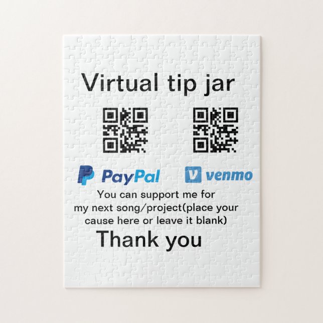 Virtuell spets burk q eller penningdonation PayPal Pussel (Vertikal)