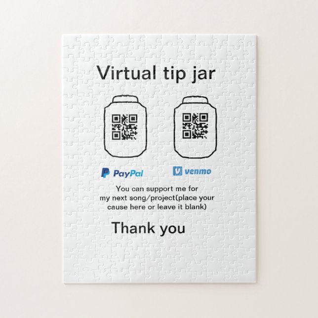Virtuell spets burk q eller penningdonation PayPal Pussel (Vertikal)