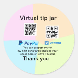 Virtuell spets burk q eller penningdonation PayPal Runt Klistermärke