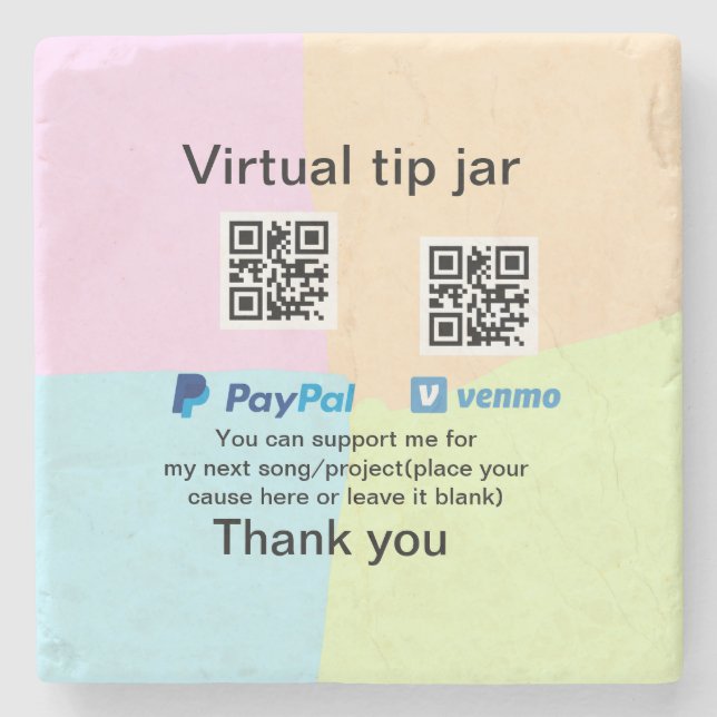 Virtuell spets burk q eller penningdonation PayPal Stenunderlägg (Framsidan)