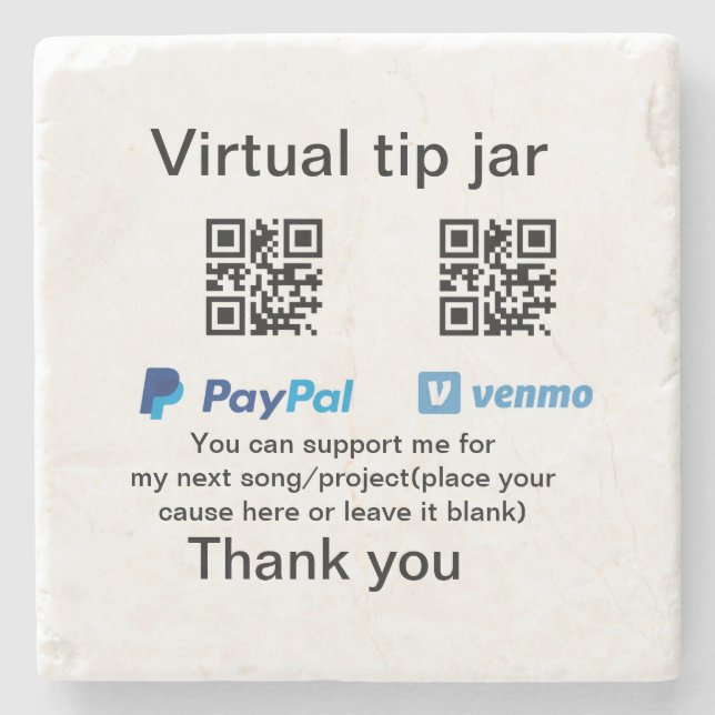 Virtuell spets burk q eller penningdonation PayPal Stenunderlägg (Framsidan)