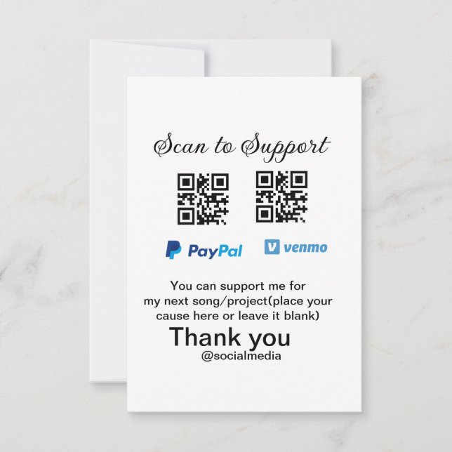 Virtuell spets burk q eller penningdonation PayPal Tack Kort (Framsida)