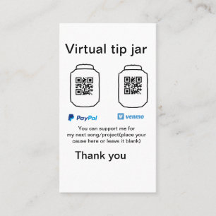 Virtuell spets burk q eller penningdonation PayPal Visitkort