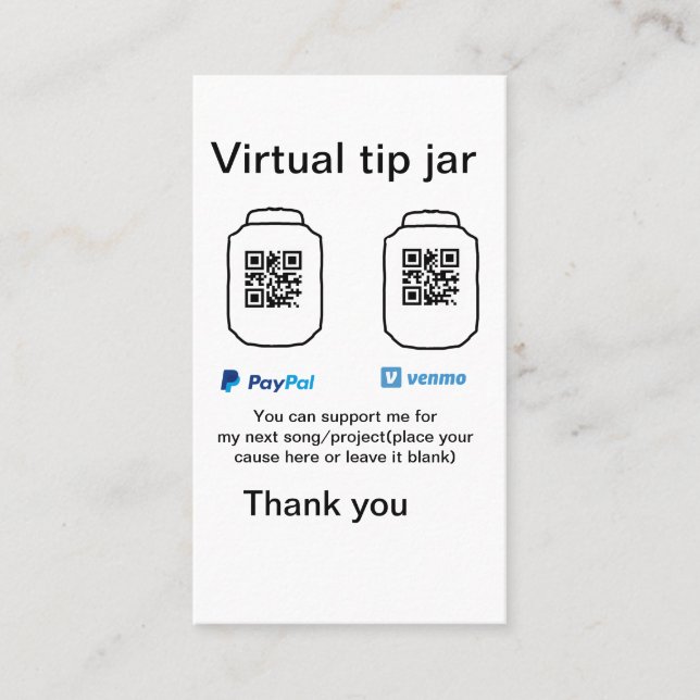 Virtuell spets burk q eller penningdonation PayPal Visitkort (Framsida)
