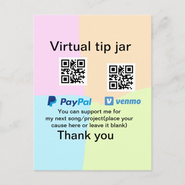 Virtuell spets burk q eller penningdonation PayPal Vykort (Framsida)
