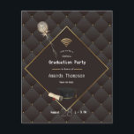 Virtuell Studentfest i Svarta och Guld Flygblad<br><div class="desc">Trendigets fotoinbjudan till virtuell studentfest med diamantpräglat lattice tuftad stoppning anpassade till dina specifika egenskaper. Observera att denna budgetinbjudan är papper och mycket tunn. Kuvert ingår inte. För tjockare inbjudningar med medföljande kuvert och matchande produkter på samma tema,  se samlingen nedan.</div>