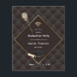 Virtuell Studentfest i Svarta och Guld Flygblad<br><div class="desc">Trendigets fotoinbjudan till virtuell studentfest med diamantpräglat lattice tuftad stoppning anpassade till dina specifika egenskaper. Observera att denna budgetinbjudan är papper och mycket tunn. Kuvert ingår inte. För tjockare inbjudningar med medföljande kuvert och matchande produkter på samma tema,  se samlingen nedan.</div>