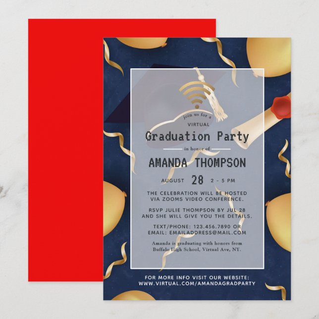 Virtuell Studentfest Inbjudningar (Fram/baksida)