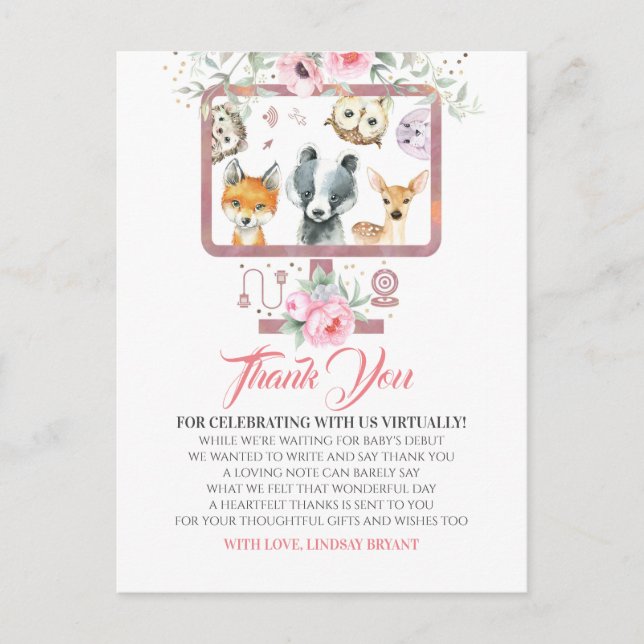 Virtuell Tack för babystölder Vykort (Framsida)