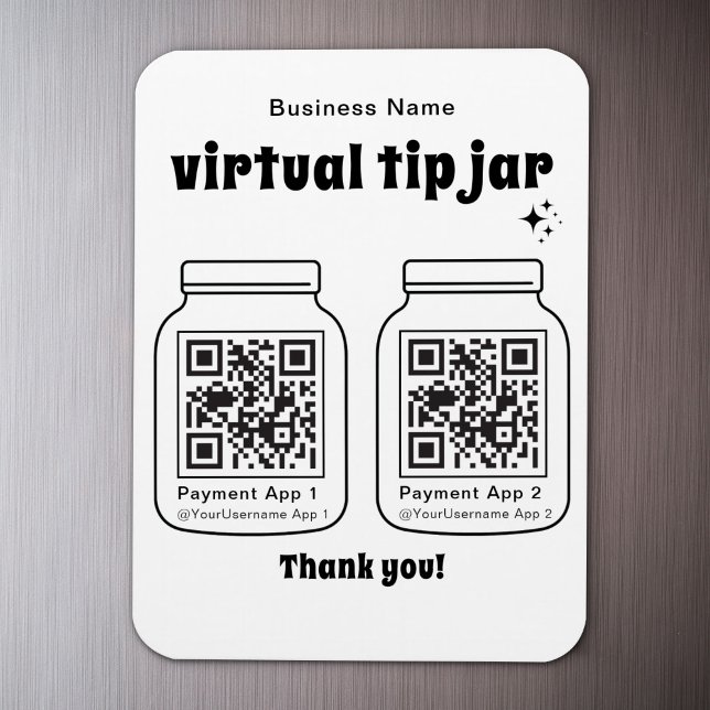 Virtuell Tip Burk med 2 QR-kod Magnet (Skapare uppladdad)