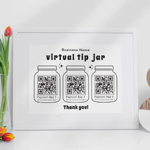 Virtuell Tip Burk med 3 QR-kod Poster