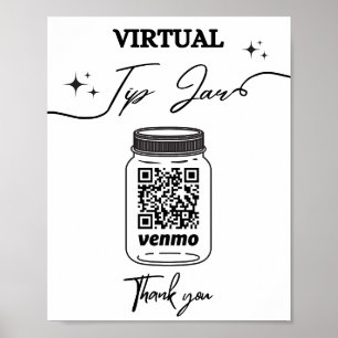 Virtuell Tip Burk QR-kod Tips Din Bartender Pedest Poster