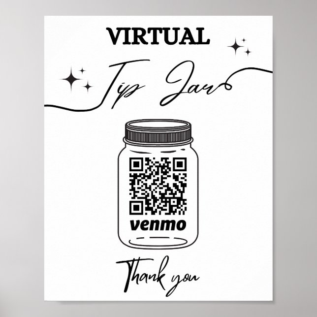 Virtuell Tip Burk QR-kod Tips Din Bartender Pedest Poster (Framsidan)