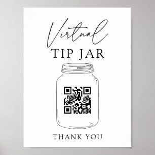 Virtuell Tip Burk QR-kod Tips om ditt Bartender-te Poster