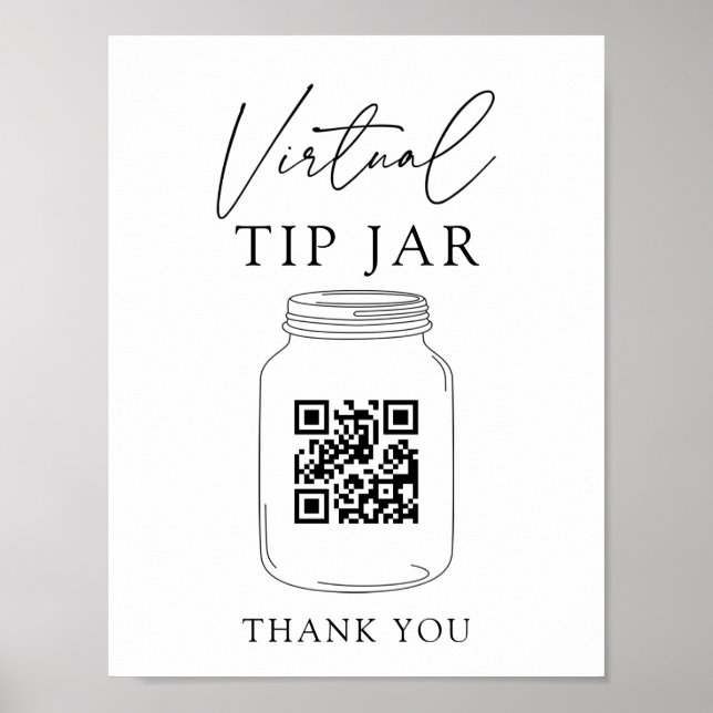 Virtuell Tip Burk QR-kod Tips om ditt Bartender-te Poster (Framsidan)