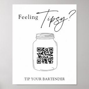 Virtuell Tip Burk QR-kod Tips om ditt Bartender-te Poster