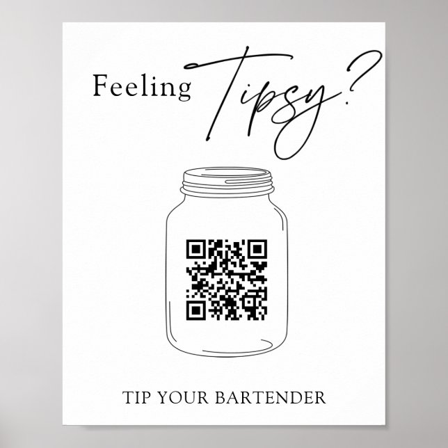 Virtuell Tip Burk QR-kod Tips om ditt Bartender-te Poster (Framsidan)