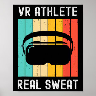 Virtuell Verklighet Atlet nörd spelare Retro Vr sp Poster