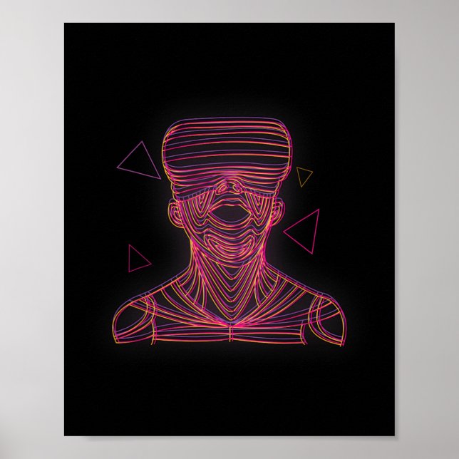 Virtuell verklighet Grafisk linje konst för en VR- Poster (Framsidan)