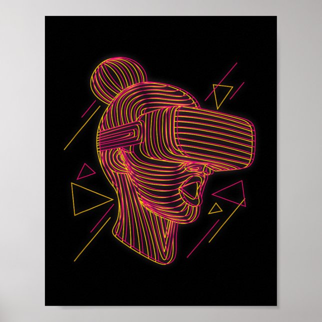 Virtuell verklighet Grafisk linje konst för en VR- Poster (Framsidan)