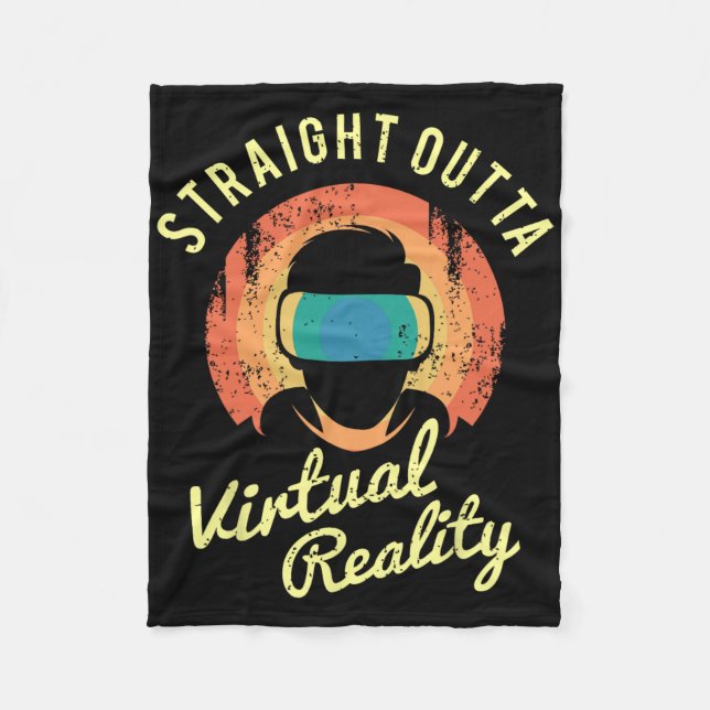 Virtuell Verklighet Grafisk Retro Distressed Konst Fleecefilt (Framsidan)