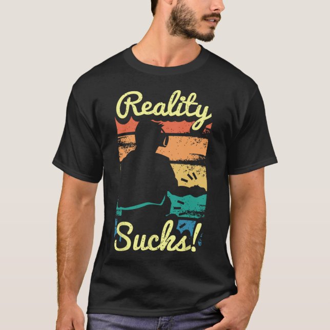 Virtuell Verklighet Grafisk Retro Distressed Konst T Shirt (Framsida)