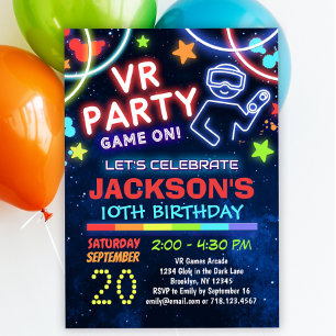 Virtuell verklighet VR Födelsedagsfest inbjudan