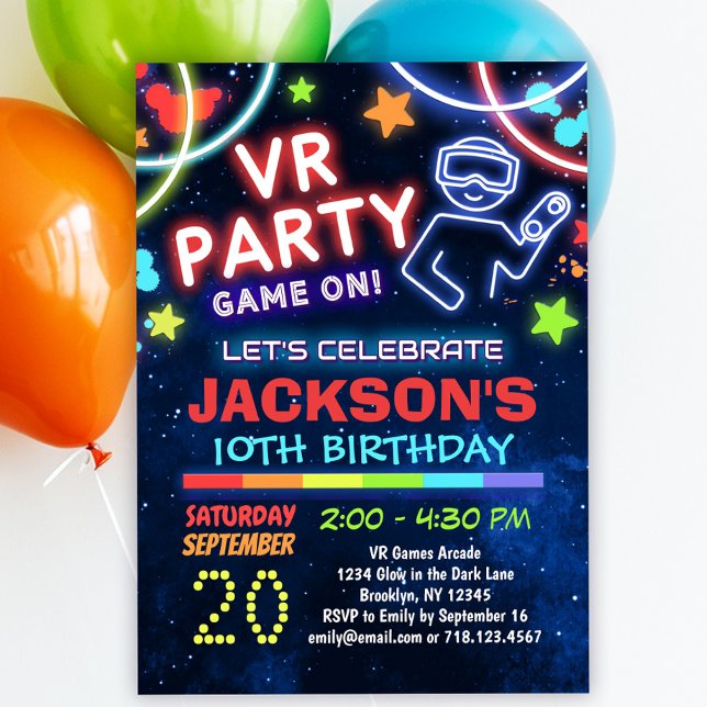 Virtuell verklighet VR Födelsedagsfest inbjudan (Skapare uppladdad)