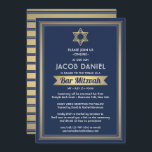 Virtuell Zoom Pub Mitzvah Navy Blue White & Guld Inbjudningar<br><div class="desc">Vare sig vänner och familj utövar social som avstånd eller bara bor långt borta, koppla online till dem med en virtuell pub mitzvahceremoni och firande. Den här snyggtens moderna inbjudan innehåller ordalydelse för ett evenemang med lång avstånd online via videokonferenser på Internet och boskapsuppfödning. All text är enkel att anpassa...</div>
