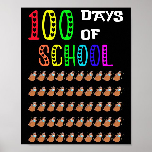 Virtuella 100 dagars skolmatta i Ansikte Poster (Framsidan)