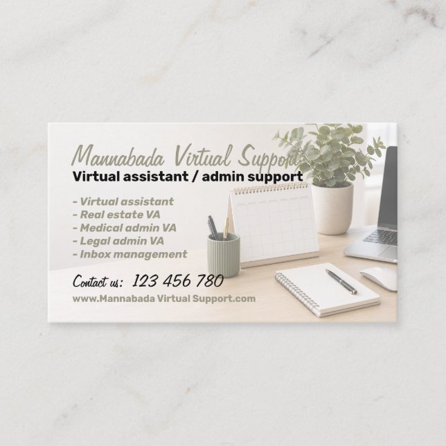 Virtuella assistenttjänster visitkort (Framsida)