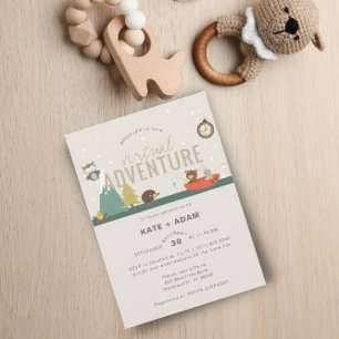 Virtuella Äventyr Woodland Neutralt Baby Shower Inbjudningar