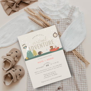 Virtuella Äventyr Woodland Rosa Girl Baby Shower Inbjudningar