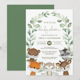 Virtuella Baby Shower Quarantine Woodland Animals Inbjudningar