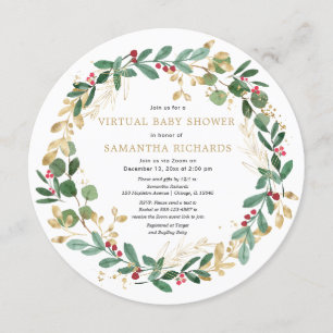 Virtuella babyskor för elegant Julkrans babykläde Inbjudningar